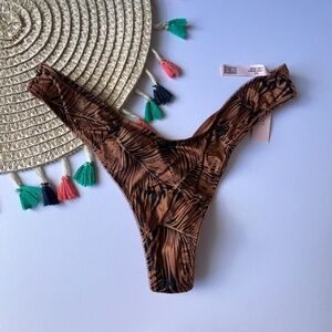 Victoria's Secret Strappy-Back Charm High-Leg Thong Panty Cocoa Palms XL NEW
